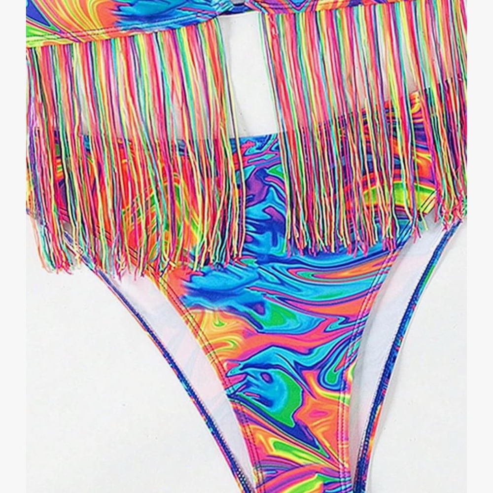 Colorful Fringe Bikini Set - Picture 7 of 9